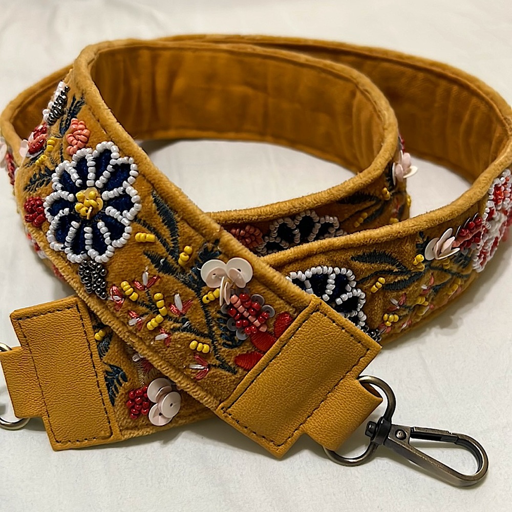 Anthropologie Velvet Sequin Purse Strap Crossbody Shoulder Strap